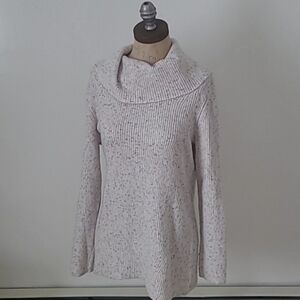 Talbots Turtleneck Cowl Neck Sweater Multicolor Flecked Oatmeal  S
